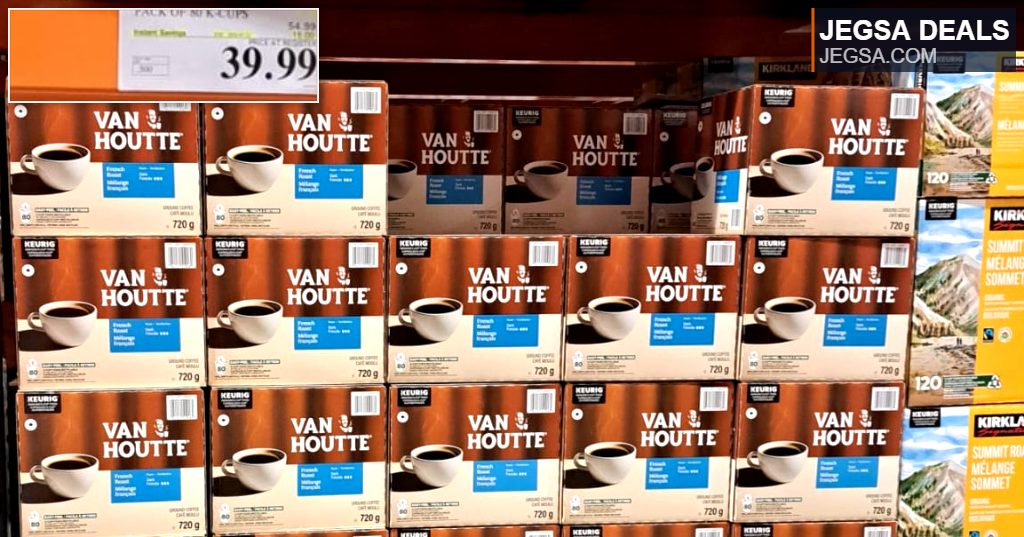 Van Houtte French Roast coffee K-Cups, an 80-count pack for Keurig brewers, available at Costco for $39.99.