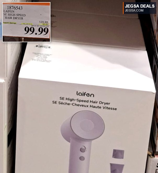 Laifen SE High-Speed Hair Dryer in a white box, a powerful personal care styling tool, available at Costco for $99.99.