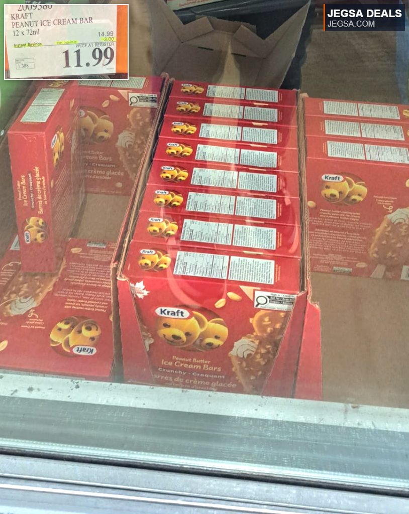 Kraft Peanut Ice Cream Bars, 12 x 72ml, from Costco for $11.99. A delicious frozen dessert with peanuts.