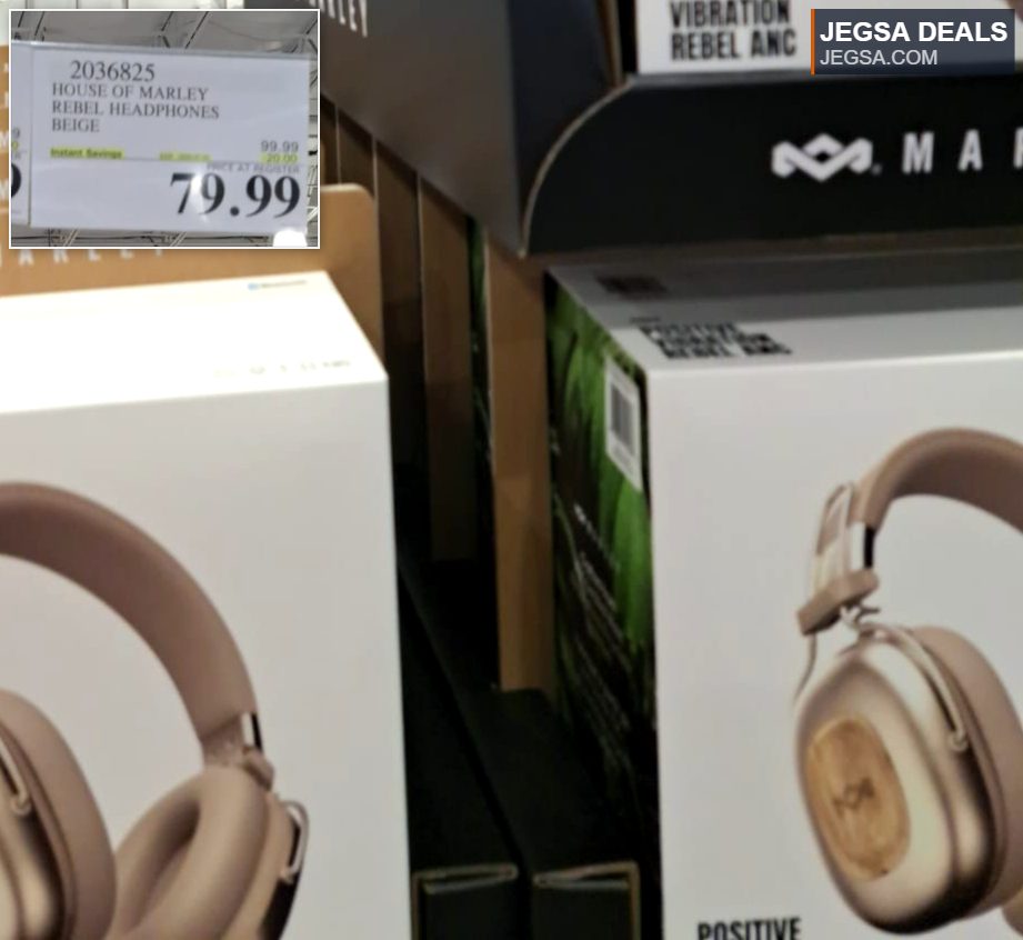 Beige House of Marley Rebel ANC headphones from Costco, offering premium sound and active noise cancellation for $79.99.