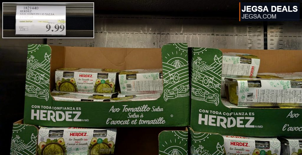 Herdez Avo Tomatillo Salsa in green packaging, a 2-pack of 425ml jars, ideal for Mexican cuisine, found at Costco for $9.99.
