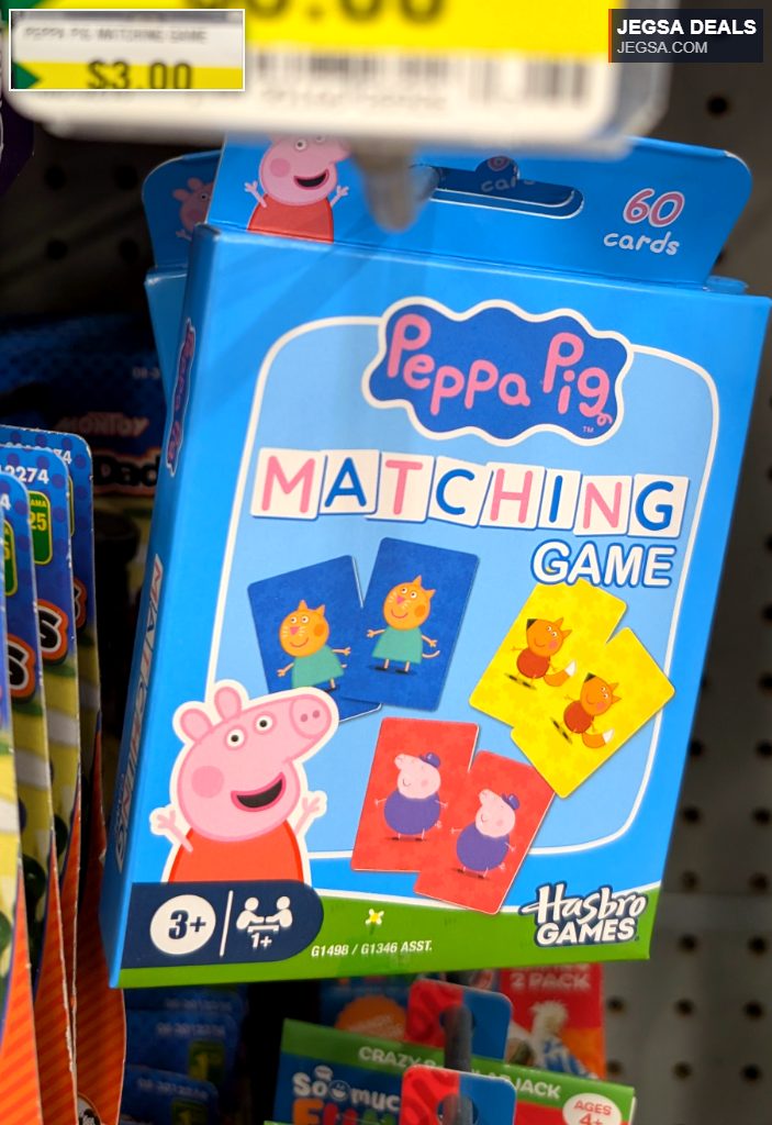 Blue Peppa Pig themed matching card game for children, ideal for toddlers, found at Dollarama for $3.00.