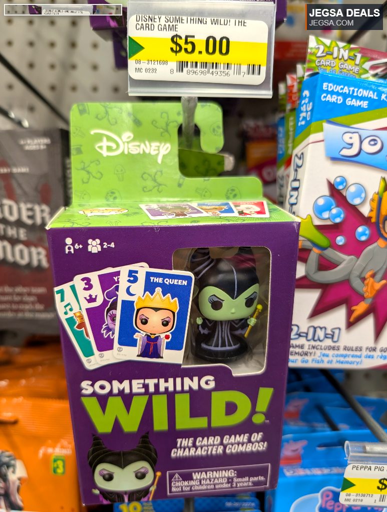 Disney Something Wild! Maleficent card game, a fun character combo game for 2-4 players aged 6+, available at Dollarama for $5.