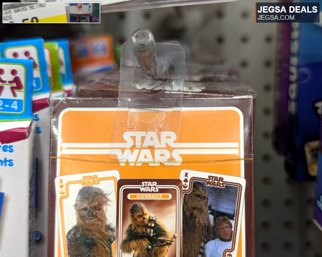 Aquarius Star Wars Retro playing cards featuring Chewbacca and original trilogy images, available at Dollarama for $3.50.