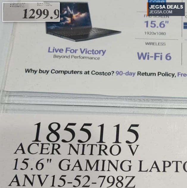 Acer Nitro V 15.6" gaming laptop with Intel i7 and RTX 3060, available at Costco for serious gamers.