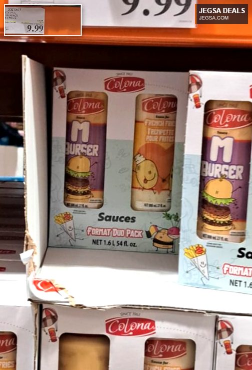 Colona Duo Pack Sauces with burger and french fry flavors in 2x750mL bottles, available at Costco.