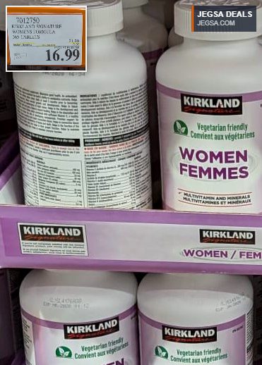 Kirkland Signature Women's Formula 365 Tablets multivitamin from Costco, priced at $16.99.