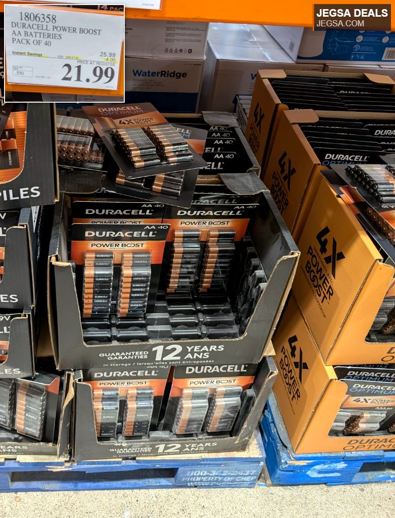Duracell Power Boost AA batteries, 40-pack, ideal for powering electronic devices, found at Costco.