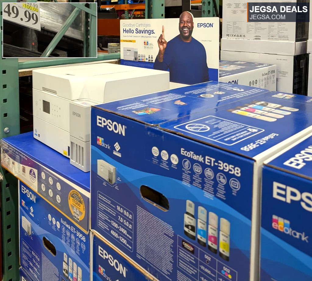 Epson EcoTank ET-3958 All-in-One Wireless Printer with Instant Savings from Costco for $349.99.