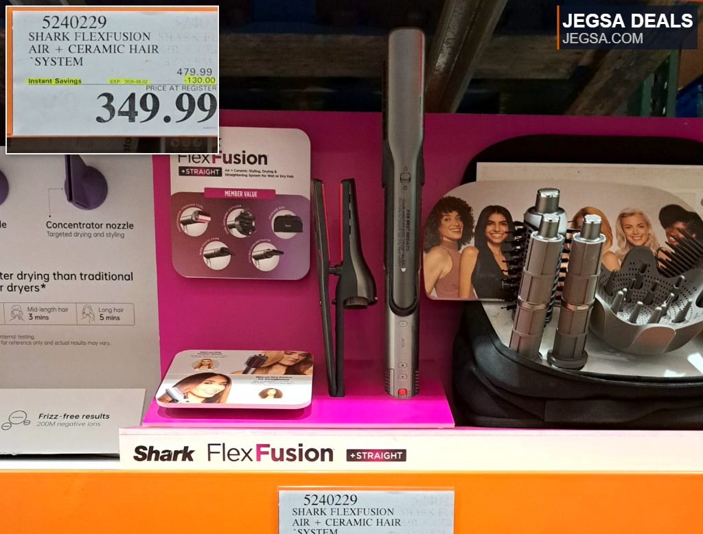 Shark FlexFusion Air + Ceramic Hair System for versatile drying, straightening, and styling from Costco.