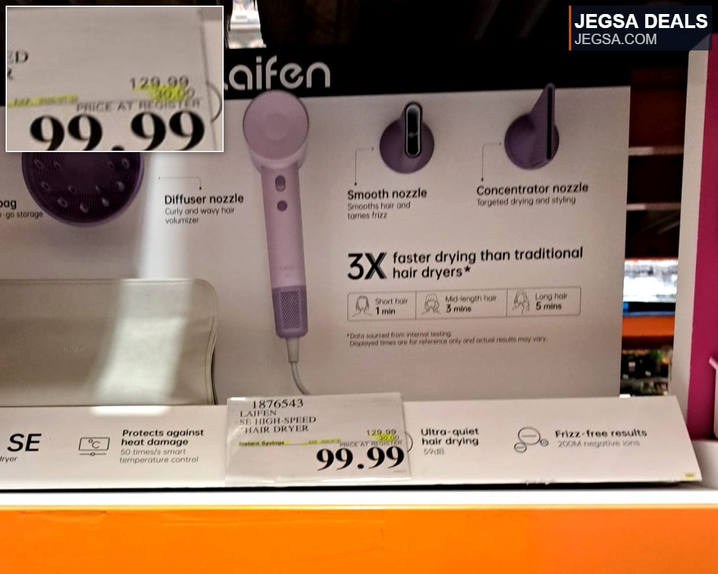 Laifen SE High-Speed Hair Dryer from Costco, offering fast, quiet, frizz-free drying and heat protection for $99.99.