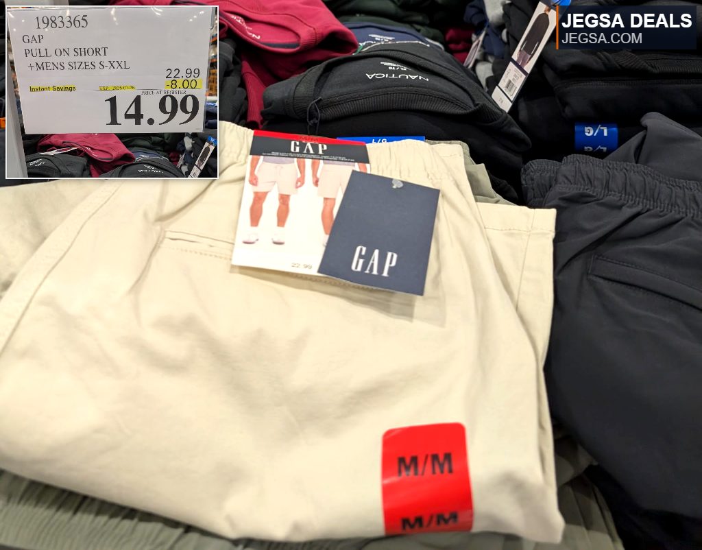 GAP Men's Pull On Shorts in a neutral color, available in S-XXL, with an instant saving at Costco.