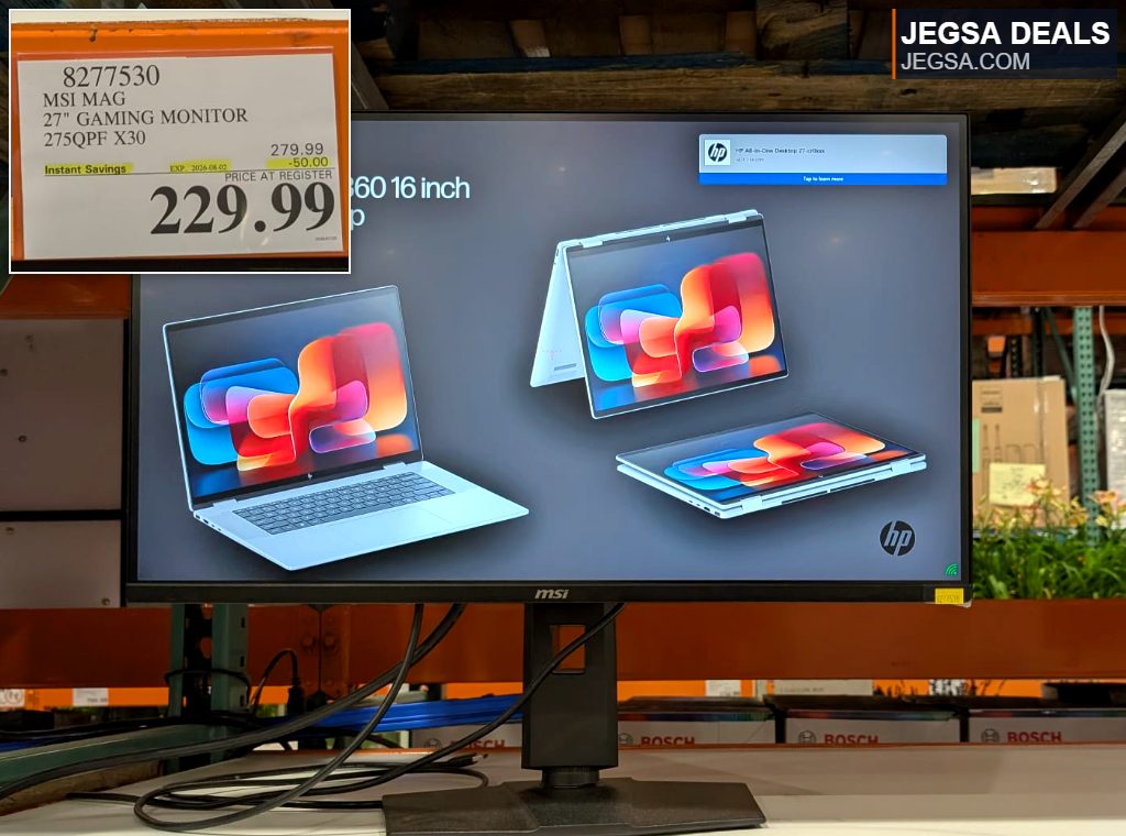 MSI MAG 27-inch gaming monitor with a 275QPF X30 model, available at Costco for $229.99.