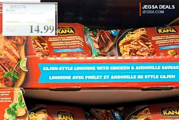 Rana Cajun Style Linguine with Chicken & Andouille Sausage from Costco, priced at $14.99 for a flavorful meal.