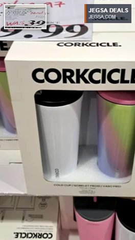 CORKCICLE 2-pack of white and multi-colored triple-insulated tumblers from Costco, priced at $19.97 on sale.