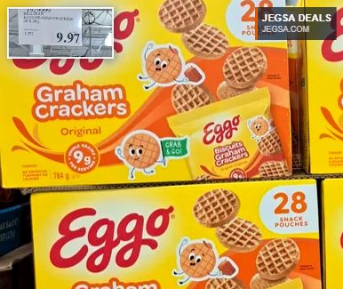 Kellogg's Eggo Original Graham Crackers, 28 snack pouches, sold at Costco for $9.97.