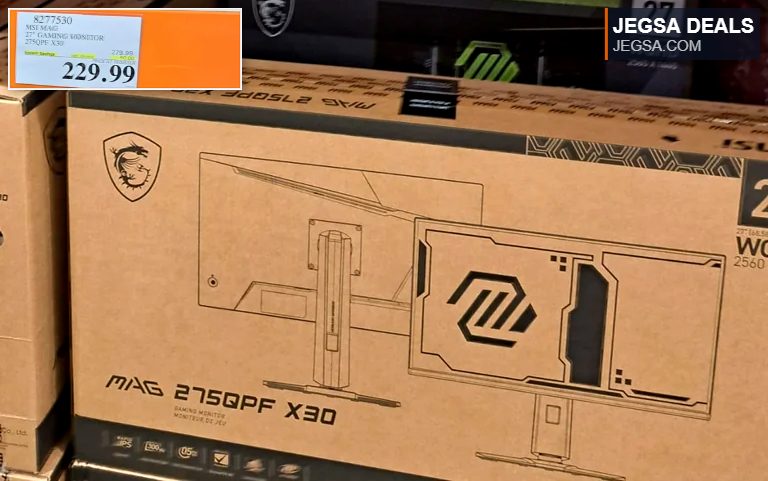 MSI MAG 27" Gaming Monitor 275QPF X30 from Costco, ideal for immersive PC gaming at $229.99.