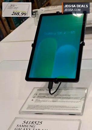 Grey Samsung Galaxy Tab A11+ 11-inch 128GB tablet display from Costco, priced at $268.99.