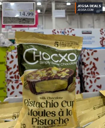 ChocXO Milk Chocolate Pistachio Cups, 420g, from Costco, a delicious snack.