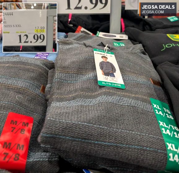 O'Neill boys' grey striped hoodie from Costco for $12.99, featuring a comfortable design for casual wear.