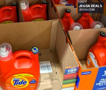 Large orange Tide Original liquid laundry detergent bottle (146 washloads) from Costco, priced at $23.99.