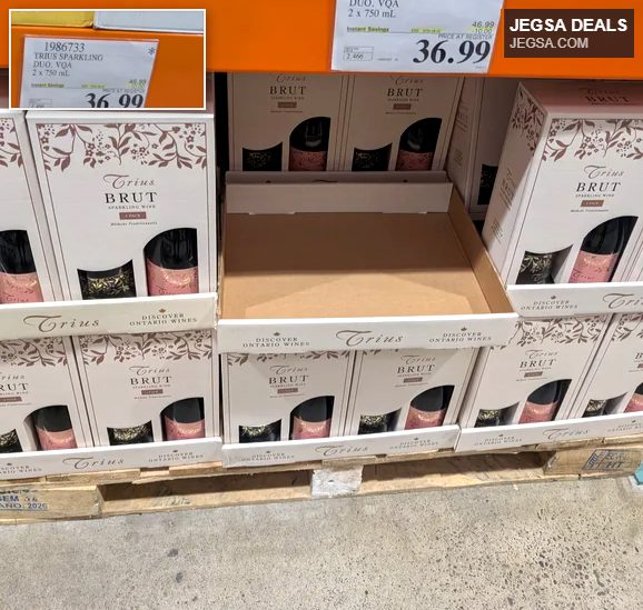 Trius Brut sparkling wine duo from Ontario, 2x 750mL bottles in a gift box, sold at Costco for $36.99.