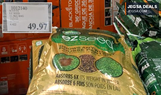 Scotts EZ Seed 11.3kg bag for lawn repair and growth, priced at $49.97 at Costco.