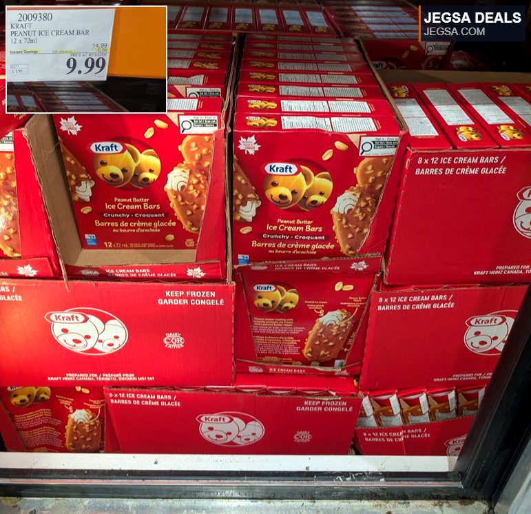 Kraft Peanut Butter Crunchy Ice Cream Bars 12-pack from Costco, 9.99, a delightful frozen treat.