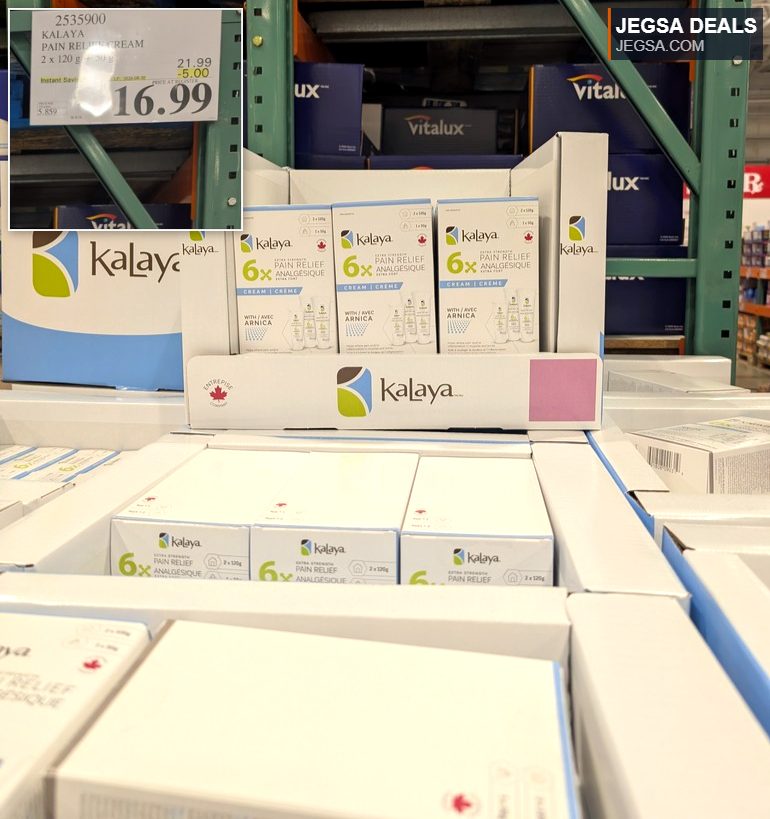 Kalaya Extra Strength Pain Relief Cream with Arnica, 2x120g, from Costco for $16.99 with instant savings.