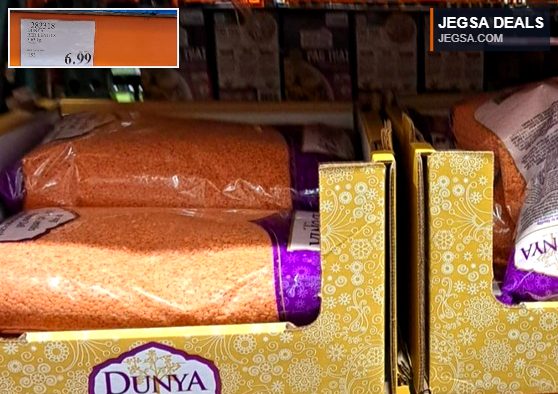 Dunya Red Lentils 3.63 kg bag from Costco, $6.99.
