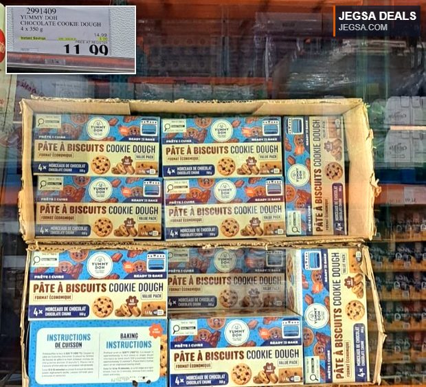 Yummy Doh Chocolate Cookie Dough, 4 x 350g, from Costco for $11.99, ready to bake for a quick dessert.