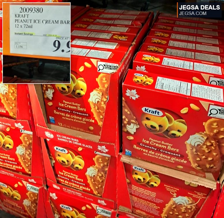 Kraft Peanut Butter Ice Cream Bars, crunchy, 12-pack, from Costco for $9.99.