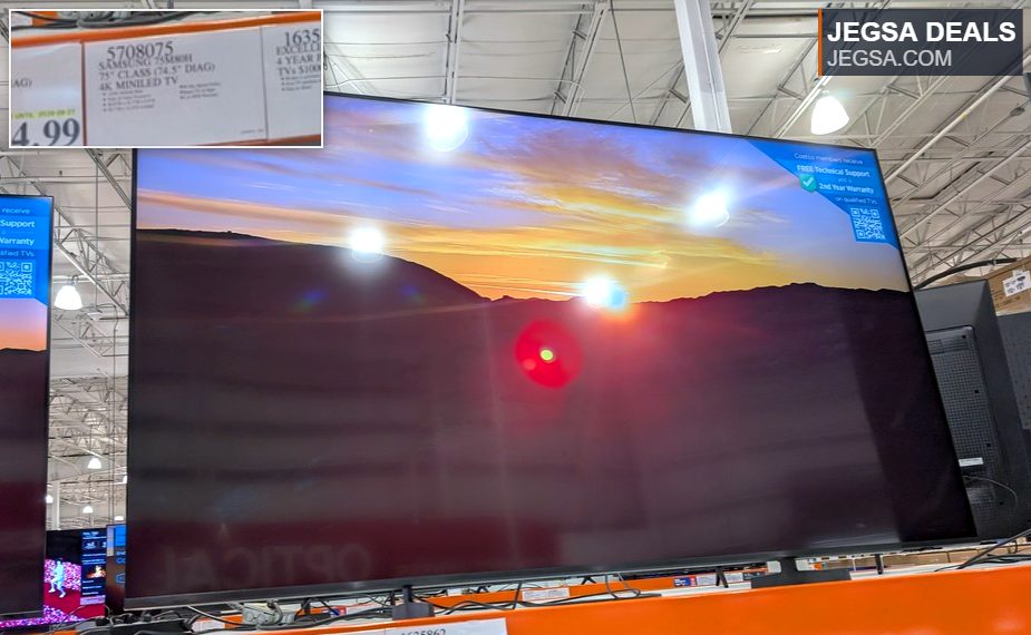 Samsung 75QM8B 75-inch 4K MiniLED TV for $1394.99 from Costco, offering high-resolution entertainment.