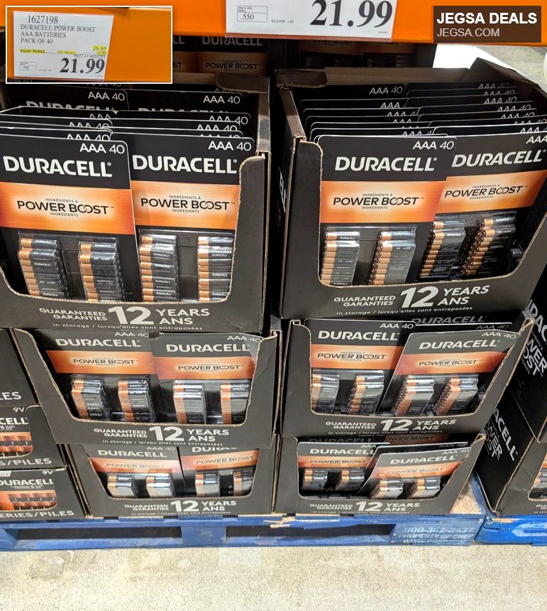 Duracell Power Boost AAA batteries, pack of 40, offering reliable power for your household electronics and devices from Costco.