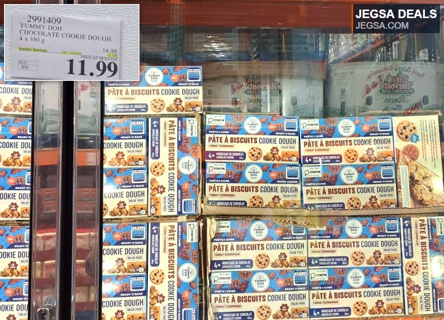 Yummy Doh chocolate cookie dough, 4x350g pack, on sale for $11.99 at Costco.