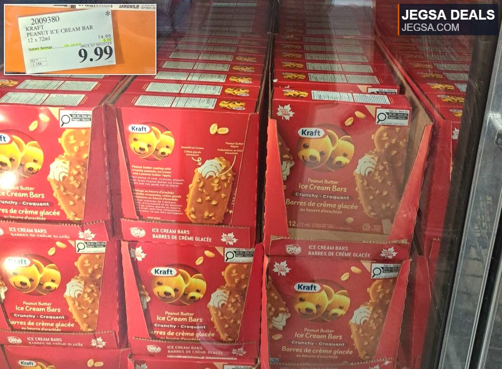 Kraft Peanut Ice Cream Bars, crunchy peanut butter flavor, 12-pack from Costco, currently $9.99 with instant savings.