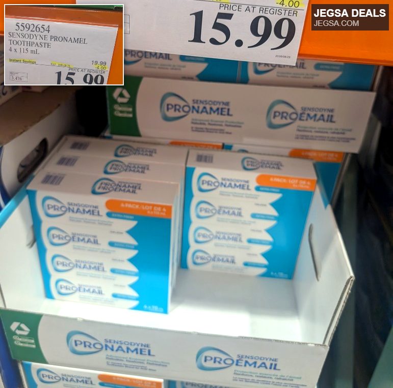 Sensodyne Pronamel toothpaste 4 x 115 mL pack from Costco, on sale for $15.99.