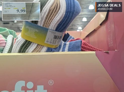Trimfit 12-pack of colorful children's socks in various patterns, sizes S-L, available at Costco for $9.99.