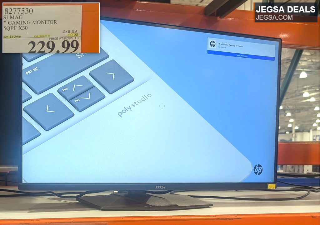 MSI MAG 27-inch black gaming monitor with a price of $229.99 from Costco.