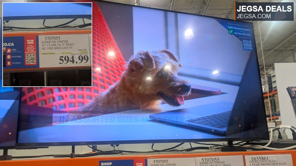Samsung 55-inch 4K UHD Mini-LED TV from Costco, offering vibrant display and smart features for home entertainment.