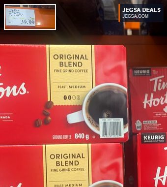 Tim Hortons Original Blend coffee K-Cups, 80-count pack, available at Costco for $39.99.