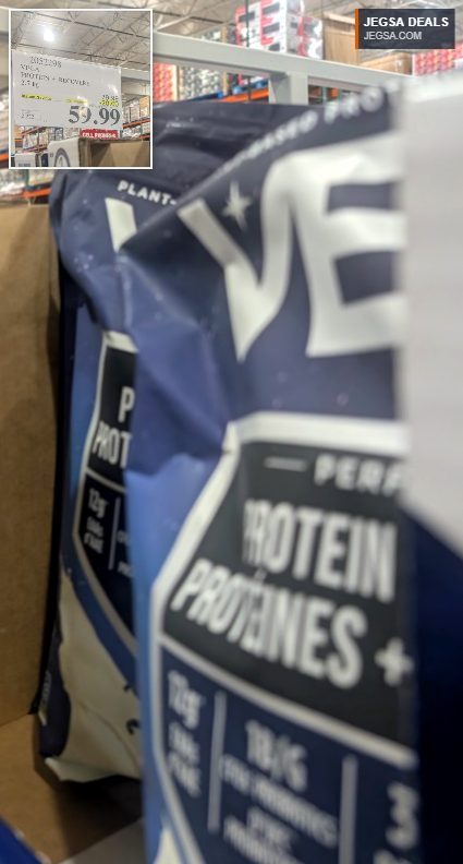 Large 2.7kg tub of Vega Protein + Recovery powder with an instant savings price of $59.99 at Costco.