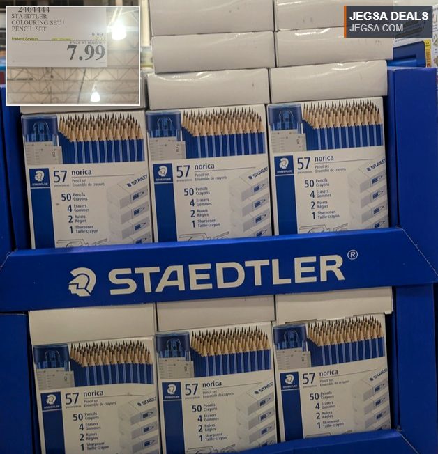 Staedtler Norica coloring and pencil set with 50 pencils, erasers, rulers, and sharpener from Costco for $7.99.