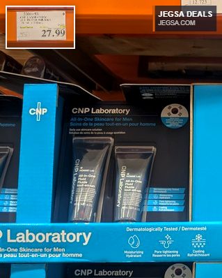 CNP Laboratory All-In-One Skincare for Men set from Costco, $27.99, including 120ml and 100ml products.