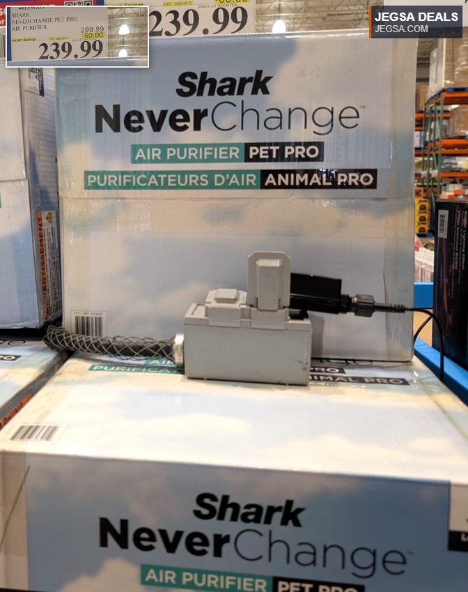 Shark NeverChange Pet Pro Air Purifier at Costco, $239.99, featuring up to 5 years long-lasting filtration for homes with pets.