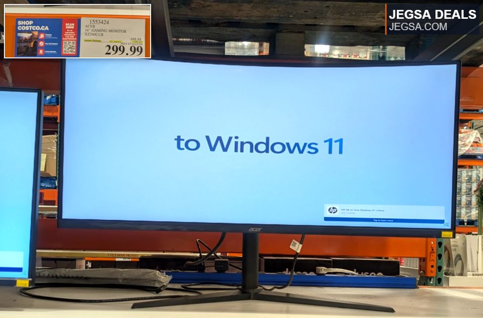 Acer 34-inch curved gaming monitor XZ340CUR, ideal for immersive gaming, found at Costco for $299.99.