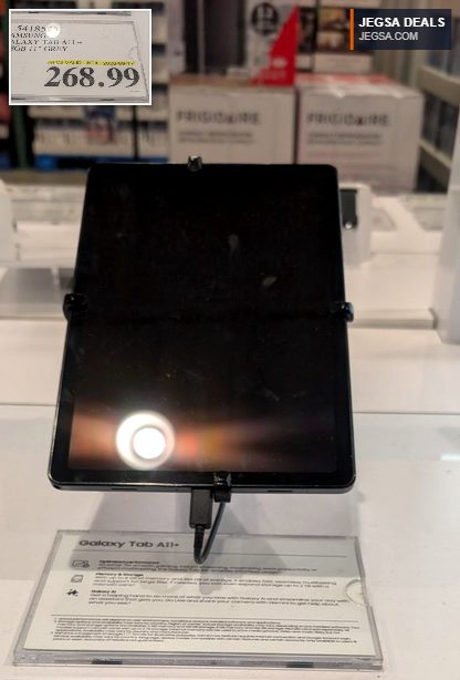 Samsung Galaxy Tab A11+ 11-inch grey tablet with 128GB storage, available at Costco for $268.99.
