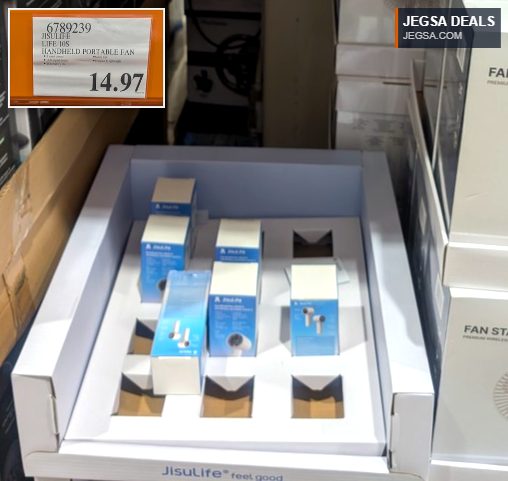 JISULIFE LIFE 10S handheld portable fan with digital display for personal cooling, available at Costco for $14.97.