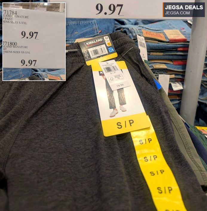 Dark grey Kirkland Signature women's crop pants from Costco for $9.97, ideal for active or casual wear.