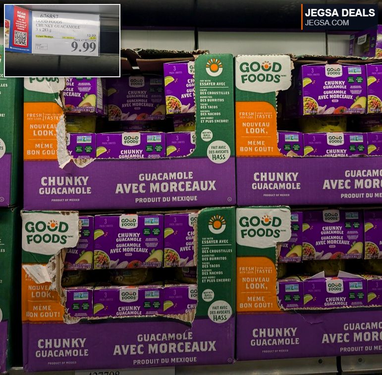 Good Foods Chunky Guacamole in a 3-pack from Costco, 3x283g, on sale for $9.99.